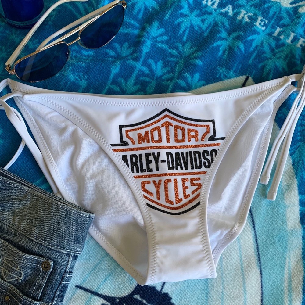 Harley Davidson Branded Bikini Bottom Only White